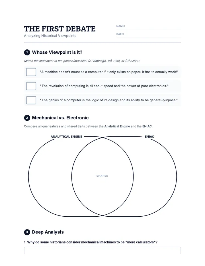 First Debate Worksheet