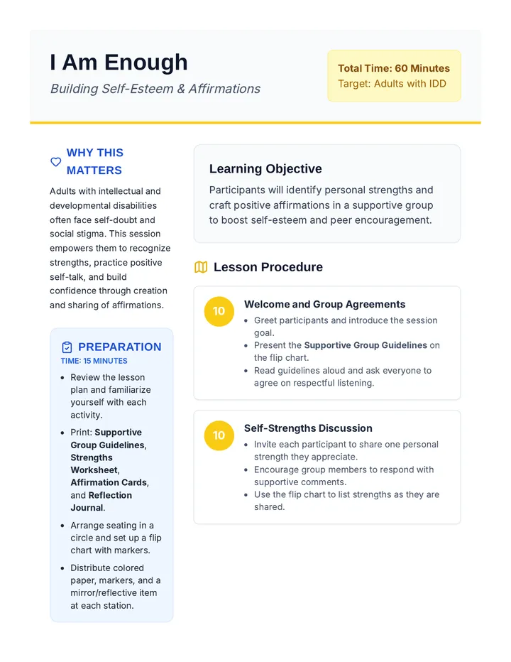 I Am Enough Lesson Plan
