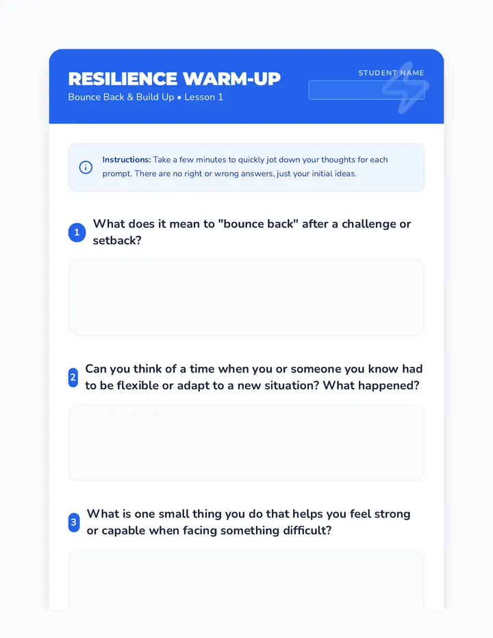 Resilience Warm-Up Worksheet