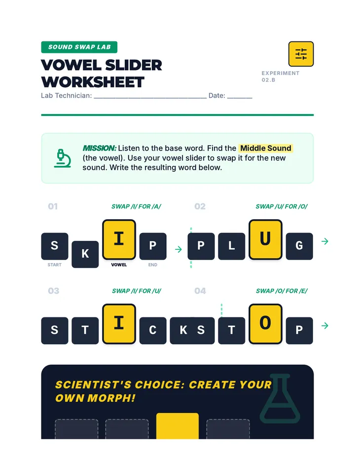 Middle Sound Morphing Worksheet