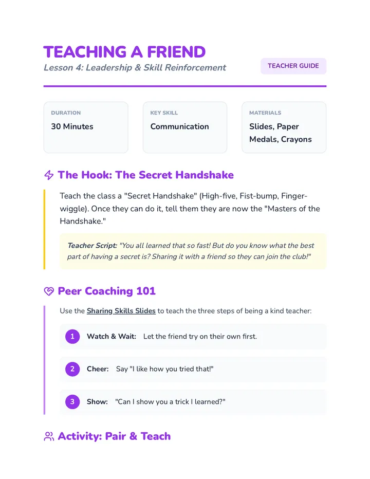 Peer Coaching Teacher Guide Lesson 4