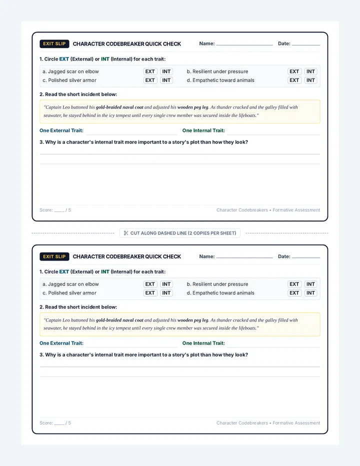 Quick Check Exit Ticket