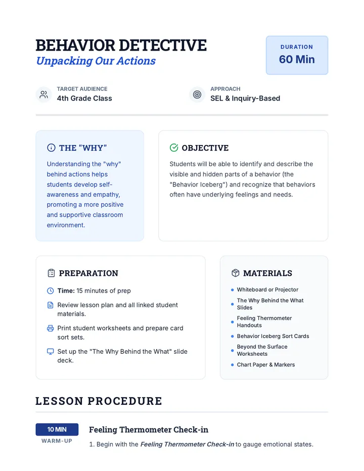 Behavior Detective Teacher Guide