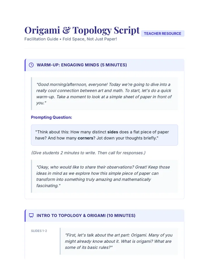 Origami and Topology Script