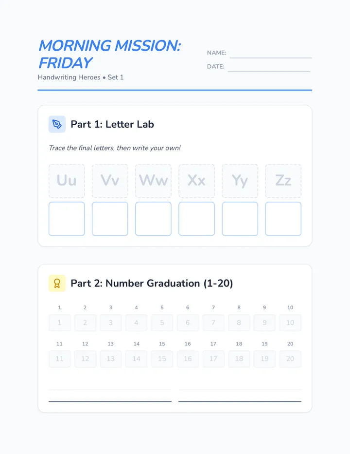 Friday Morning Mission Worksheet