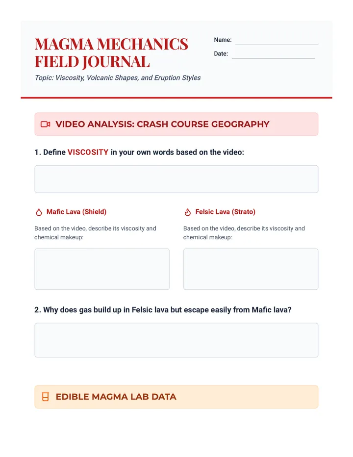 Magma Mechanics Worksheet