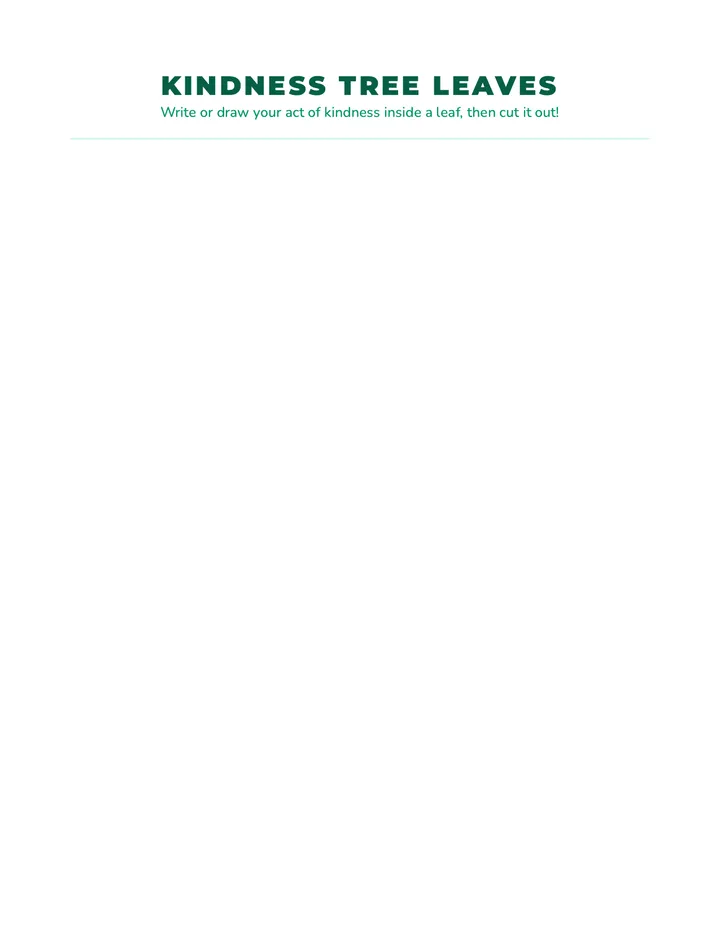 Kindness Leaves Templates Worksheet