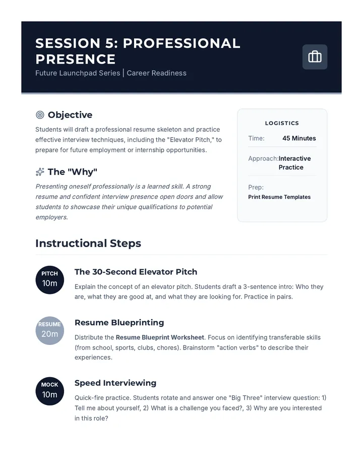 Session 5 Lesson Plan