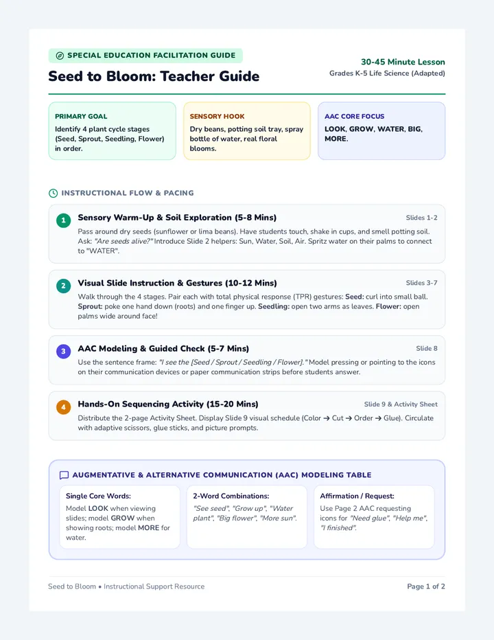 Seed to Bloom Teacher Guide