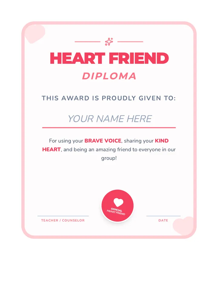 Heart Friend Diploma Certificate