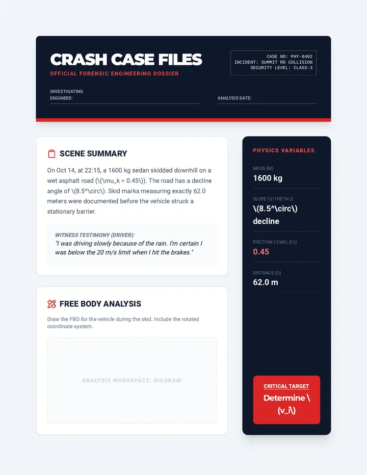 Crash Case Files Worksheet