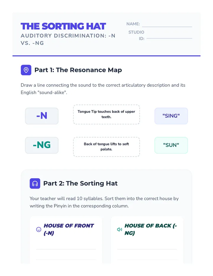 Nasal Sorting Worksheet