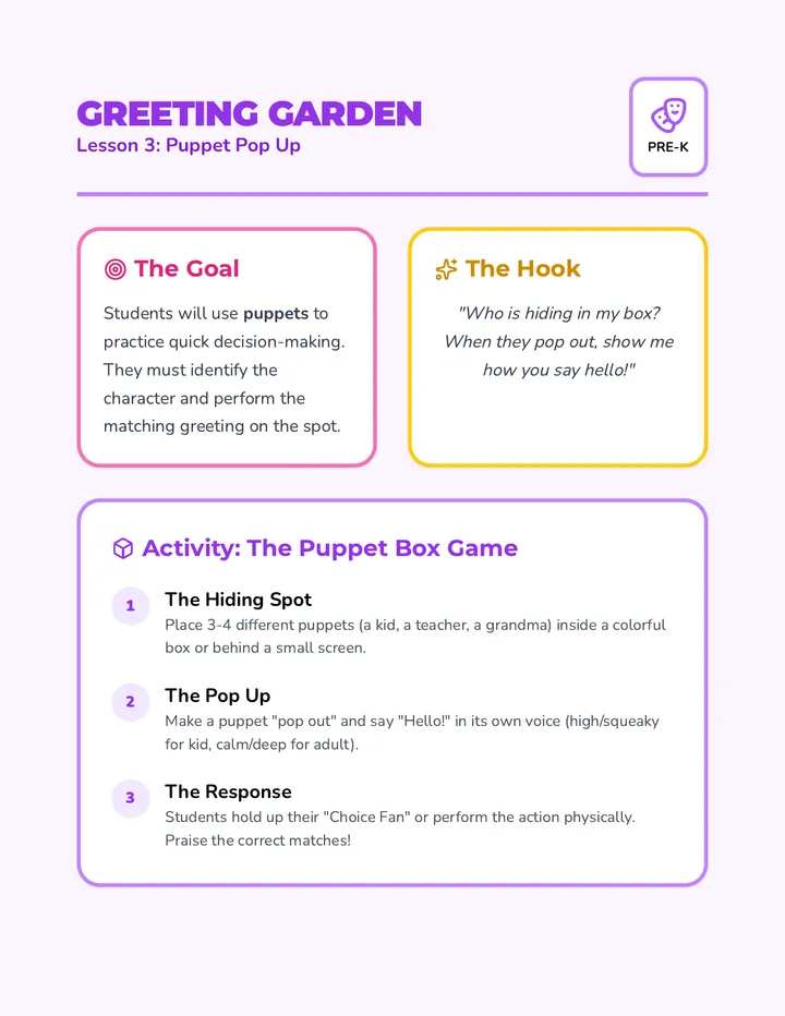 Puppet Pop Up Teacher Guide