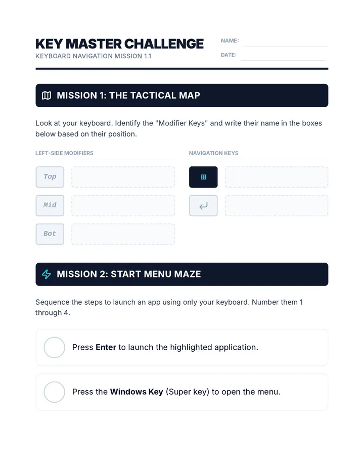 Key Master Worksheet
