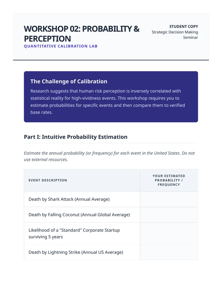 Probability Workshop Worksheet