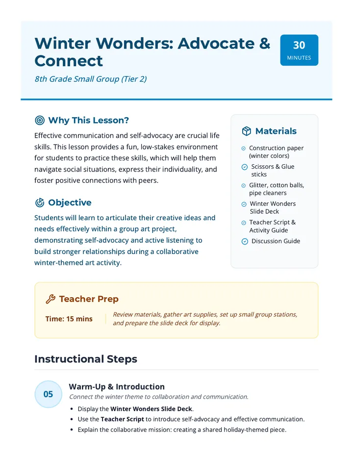 Winter Wonders Lesson Plan