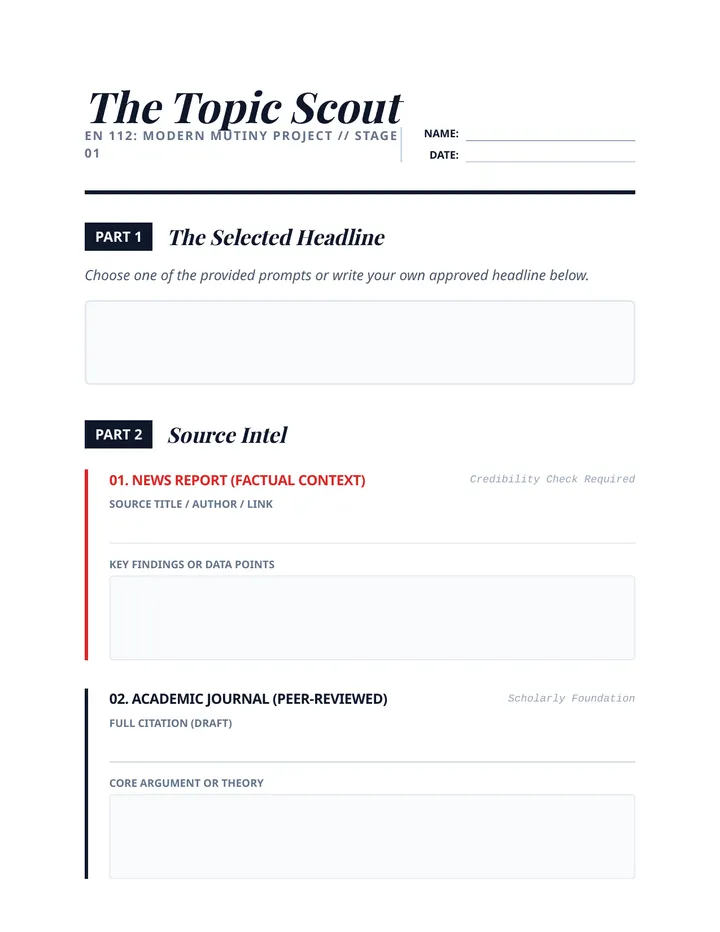 Topic Scout Worksheet