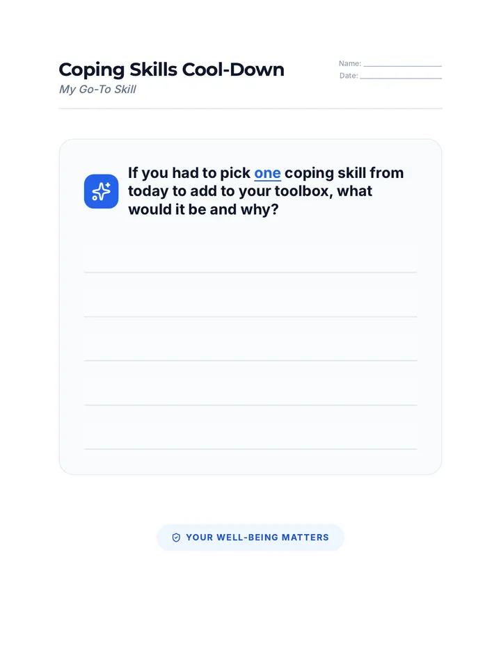 Coping Skills Cool-Down Activity