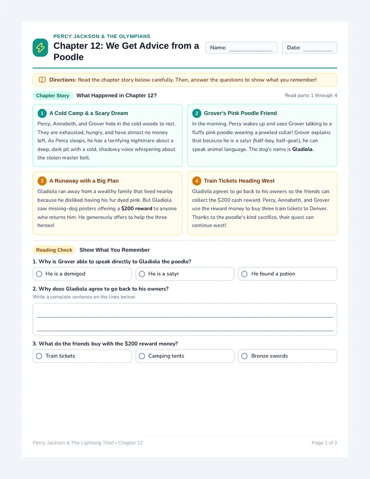 Poodle Advice Gist Worksheet