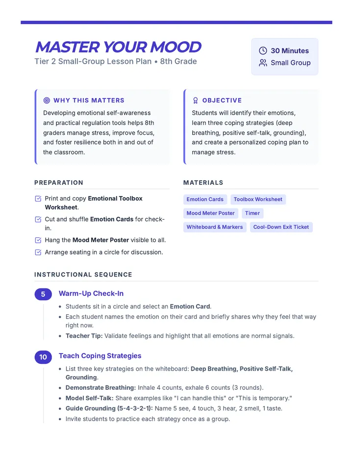 Master Your Mood Lesson Plan