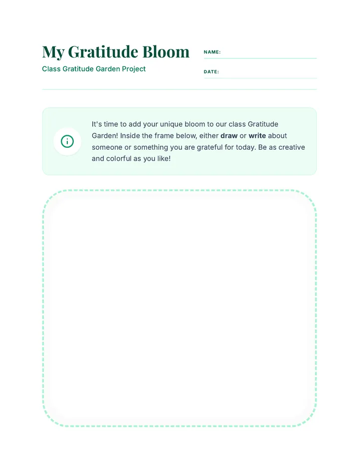 Gratitude Garden Activity Sheet