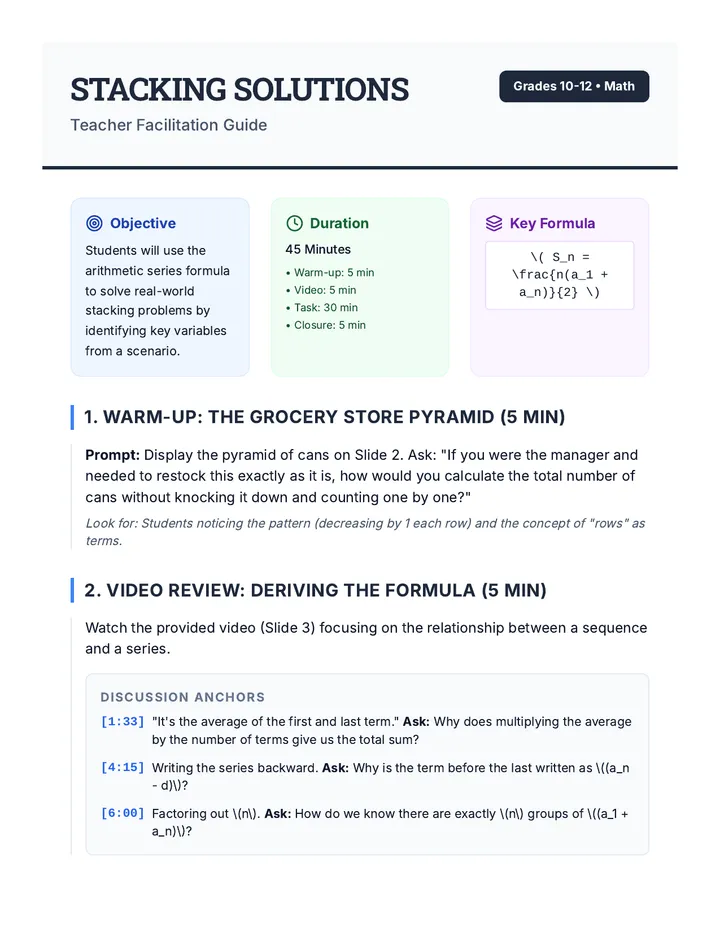 Stacking Solutions Teacher Guide