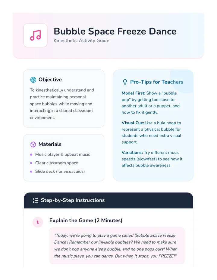 Bubble Space Activity Guide