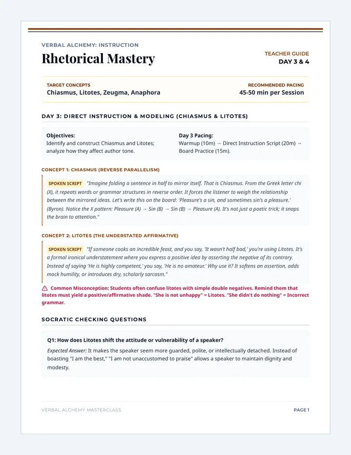 Rhetorical Mastery Teacher Guide