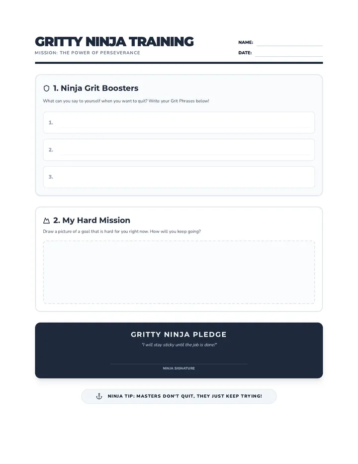 Gritty Ninja Workbook Page