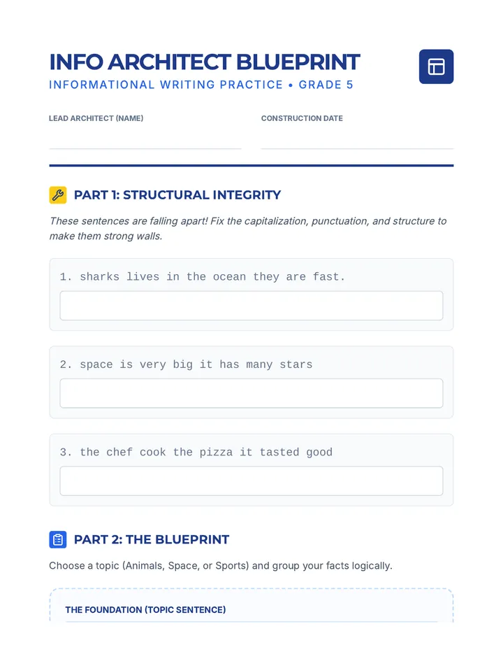 Info Architect Blueprint Worksheet