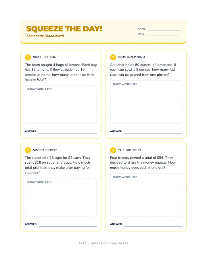 Squeeze the Day Worksheet