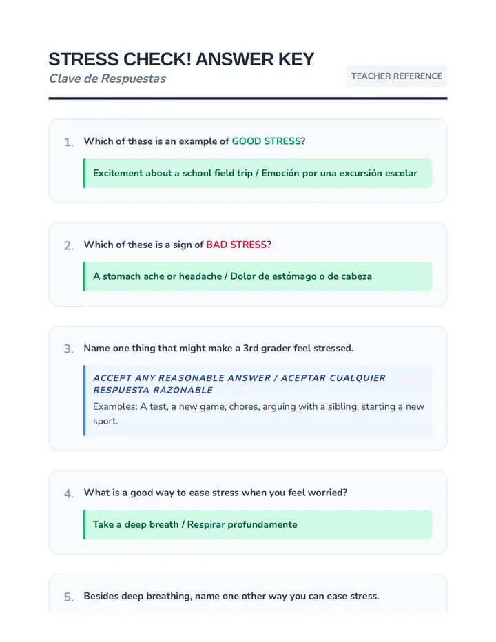 Stress Check Answer Key