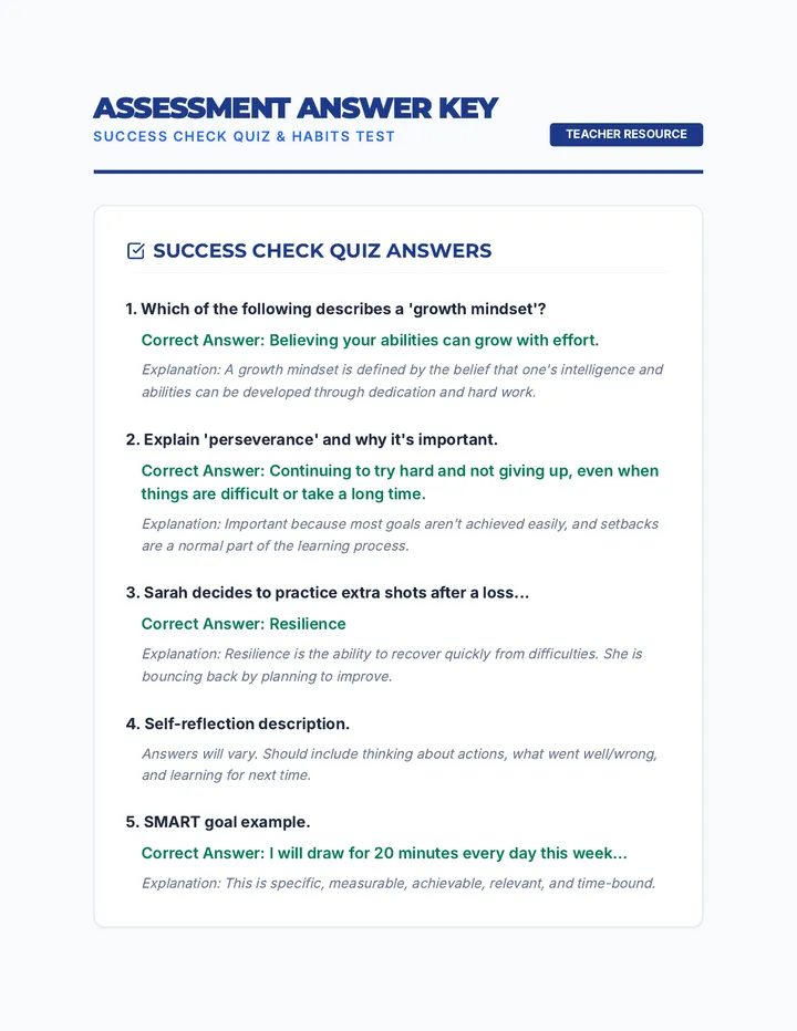 Success Habits Answer Key