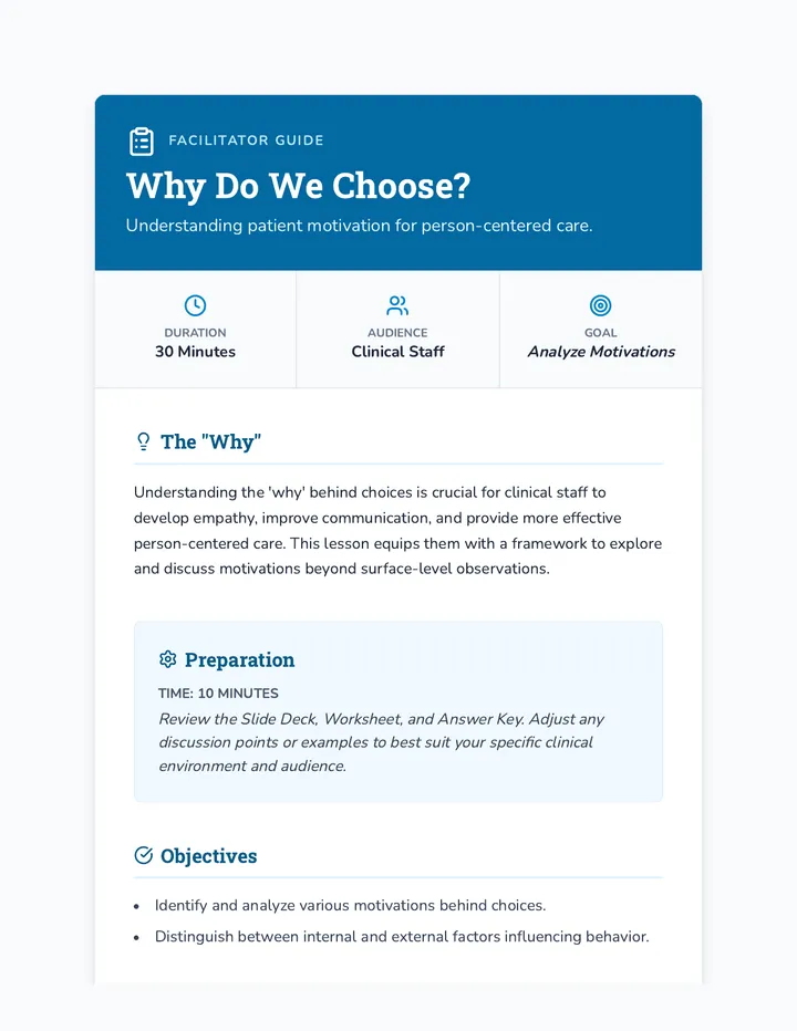 Choice Motivation Lesson Plan