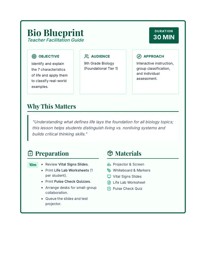 Bio Blueprint Lesson Plan