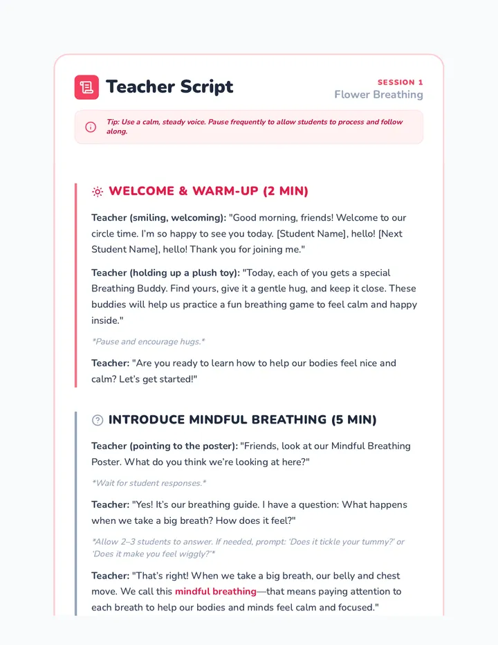 Session 1 Teacher Script