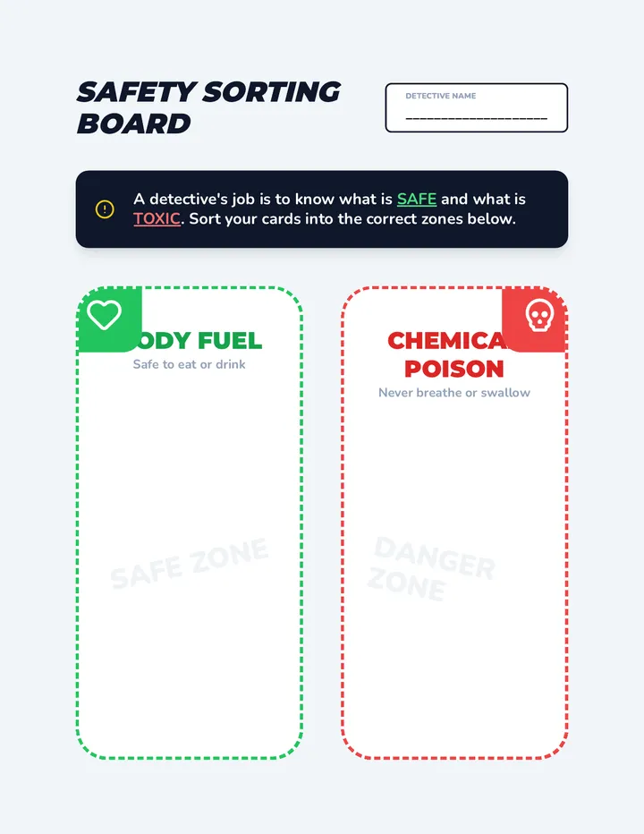 Safety Sorting Board Worksheet