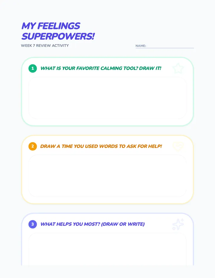 Feelings Review Worksheet W7