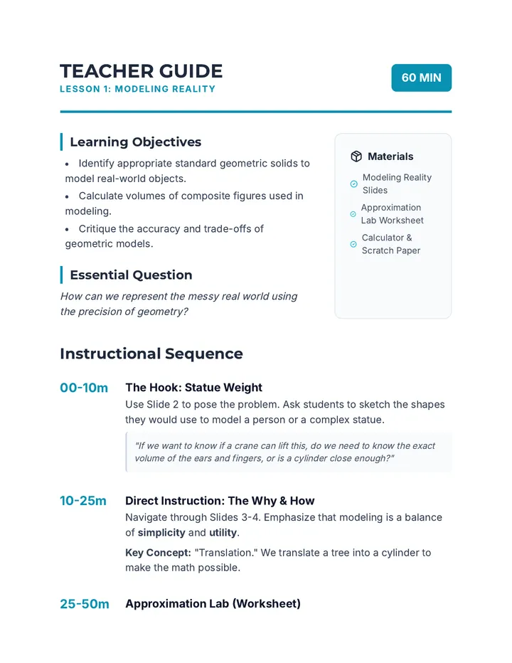 Modeling Reality Teacher Guide