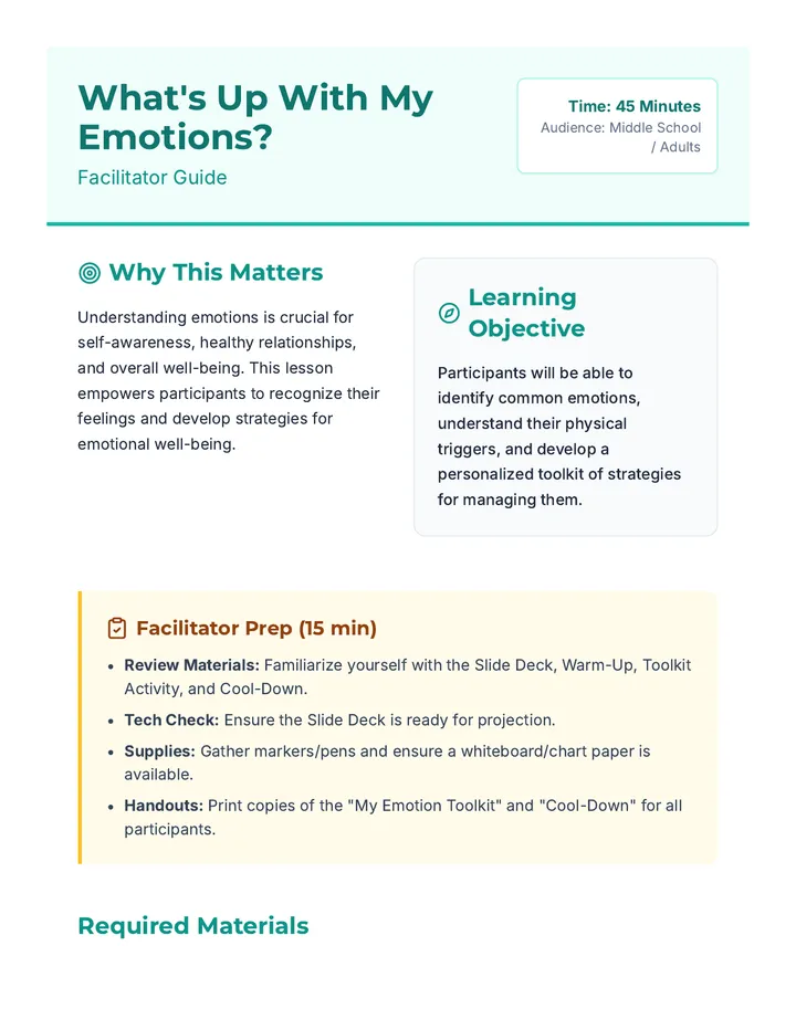 What's Up With My Emotions Lesson Plan