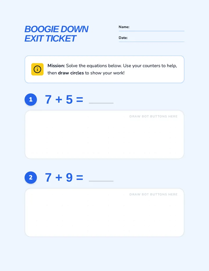 Boogie Down Exit Ticket