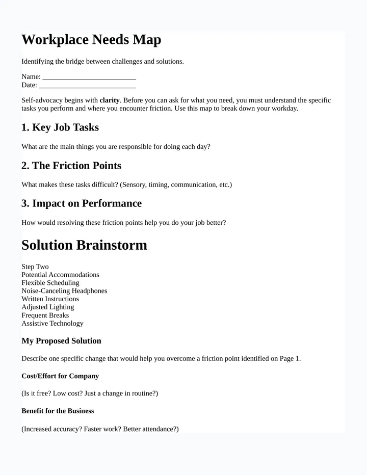 Workplace Needs Organizer