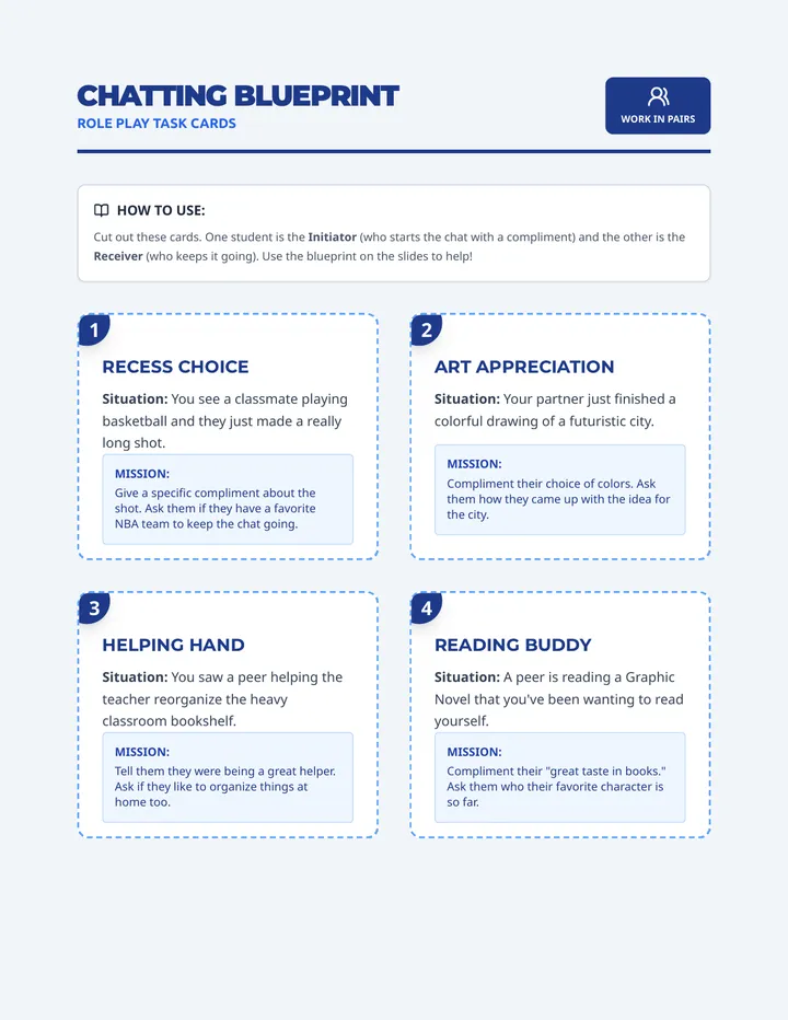 Chatting Task Cards Roleplay