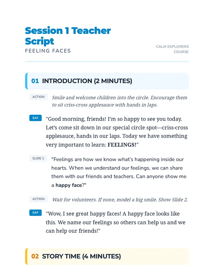 Feeling Faces Teacher Script