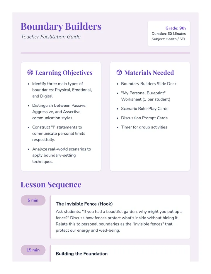 Boundary Builders Lesson Plan