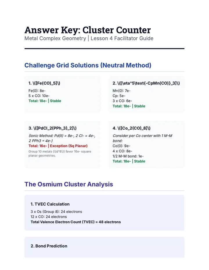 Cluster Counter Answer Key