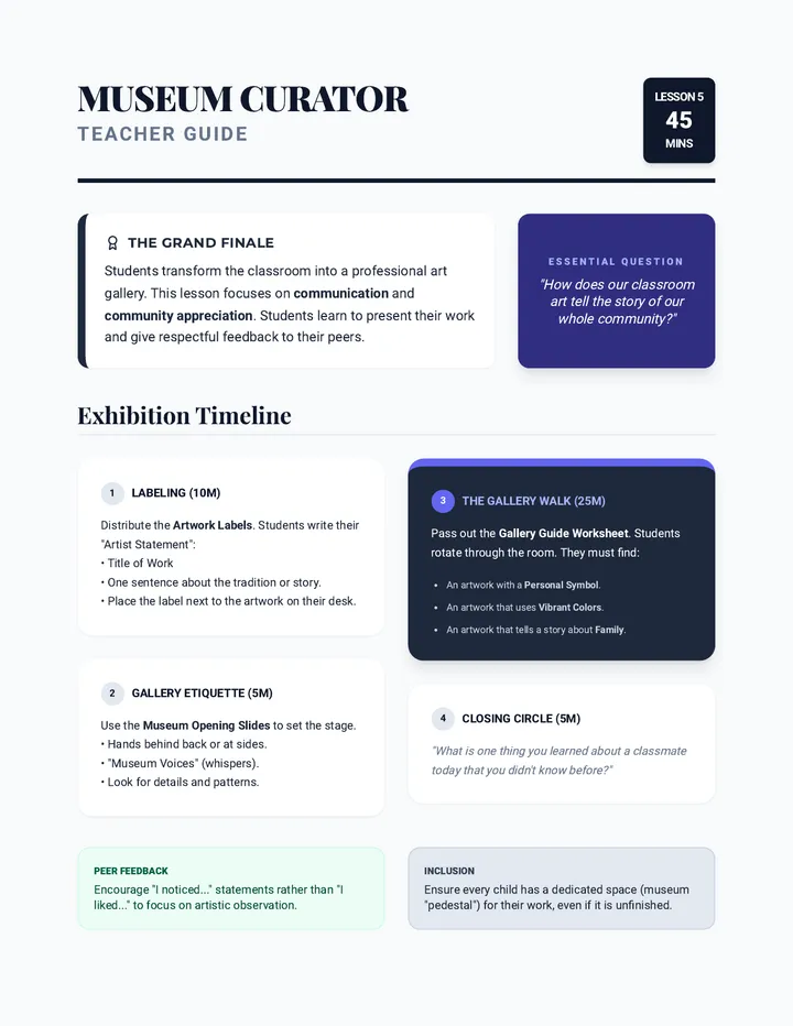 Museum Curator Teacher Guide