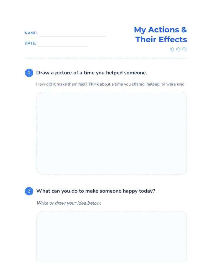 My Actions Worksheet