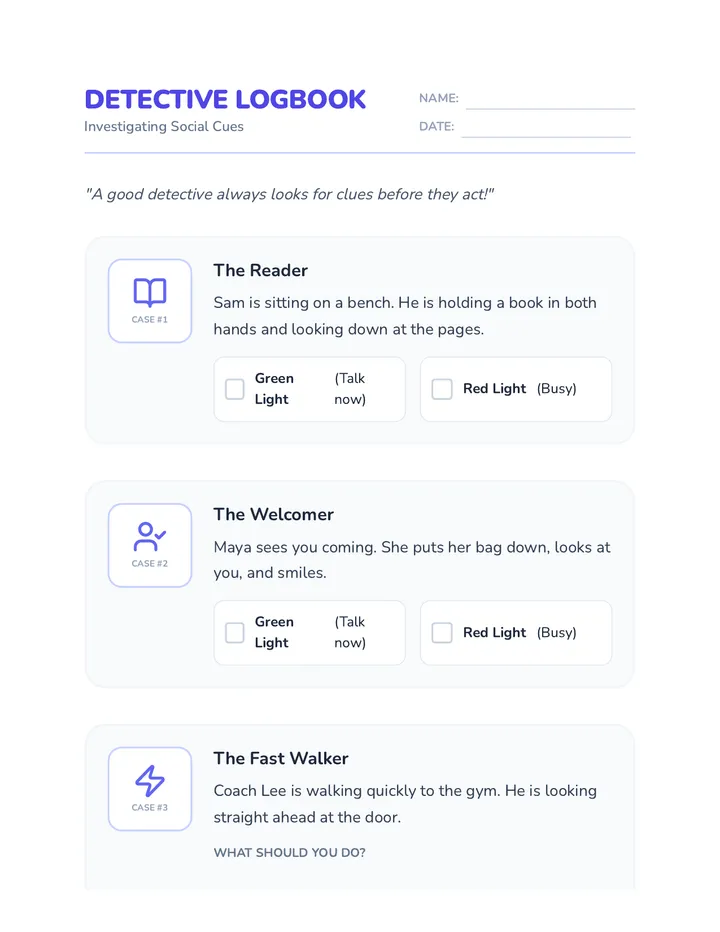 Detective Logbook Worksheet