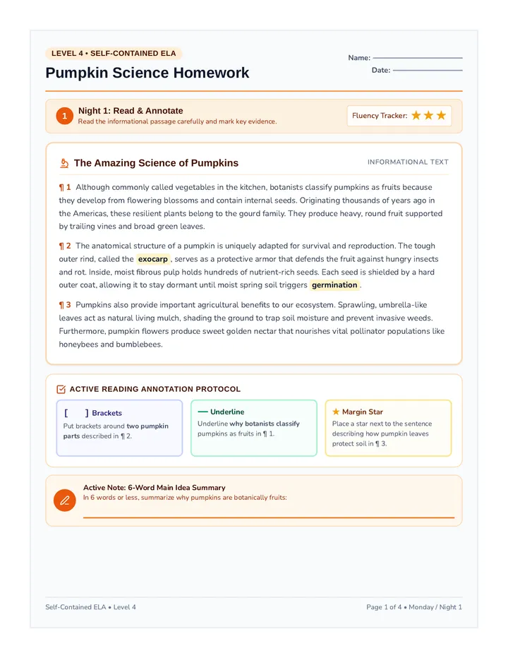 Pumpkin Science Homework Packet